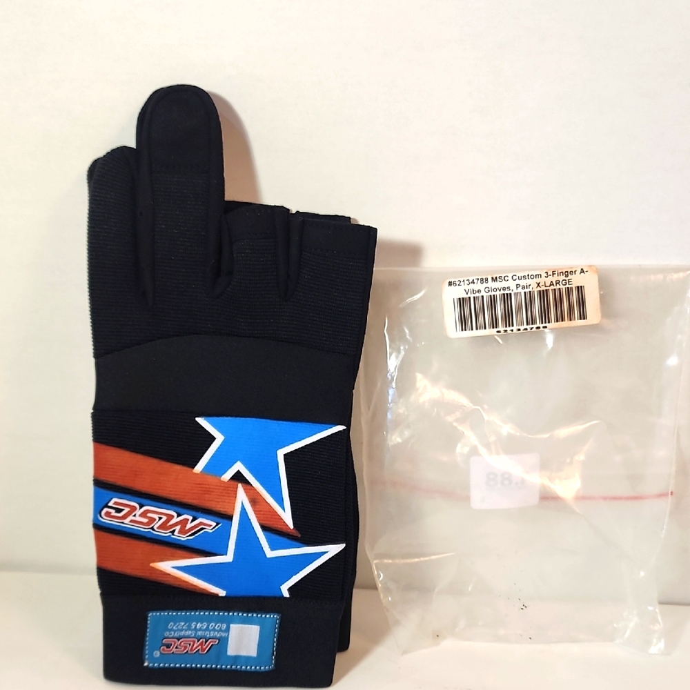 Black and Blue MSC Fingerless Mechanics Gloves Size Large